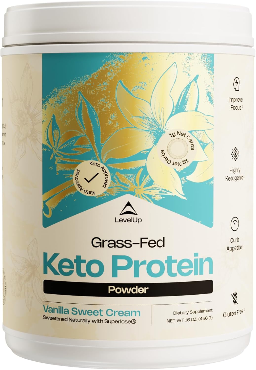 LevelUp Keto Protein with Collagen Peptides, MCT, and Whey Isolate - Vanilla Sweet Cream - görsel 1