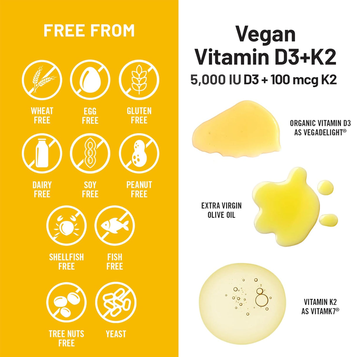 NatureWise Vegan Vitamin D3 + K2 - 5000IU D3, 100mcg K2 MK-7 - Bone Support - Organic Olive Oil - görsel 5
