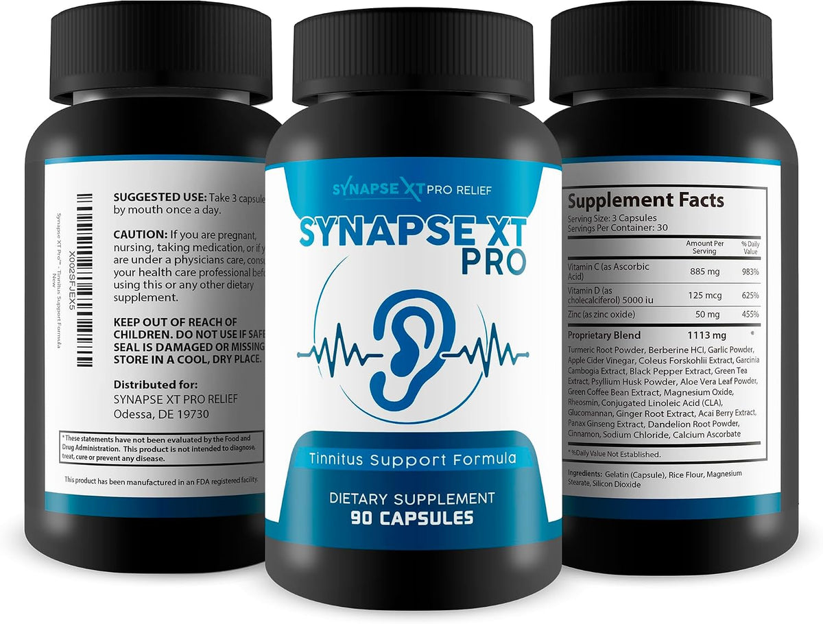Synapse XT Pro - Tinnitus Support Formula - Proprietary Herbal Blend with Ginseng & Turmeric, 60 Capsules - görsel 4
