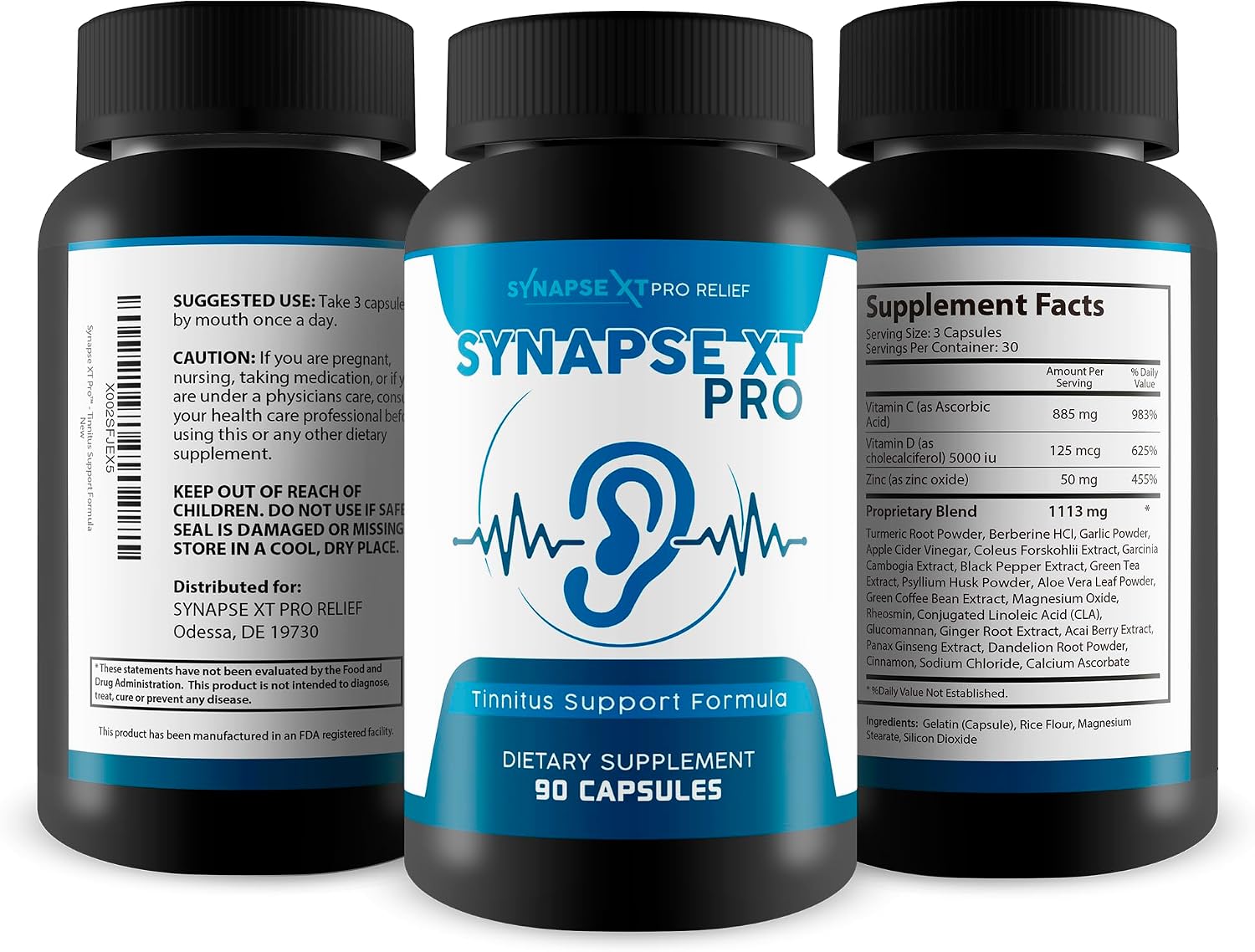 Synapse XT Pro - Tinnitus Support Formula - Proprietary Herbal Blend with Ginseng & Turmeric, 60 Capsules - görsel 4