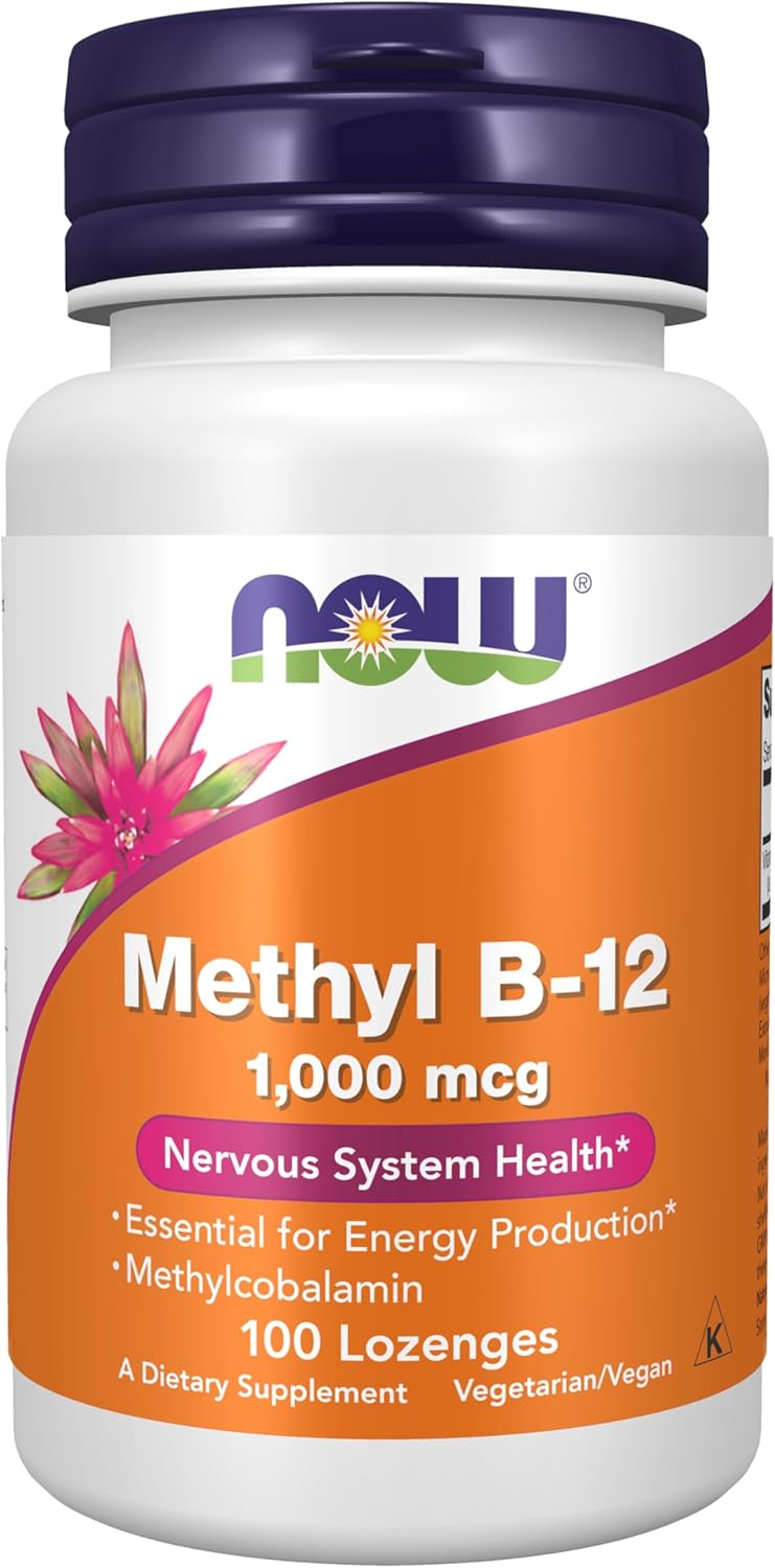 NOW Supplements, Methyl B-12 (Methylcobalamin) 1,000 mcg, 100 Lozenges - görsel 1
