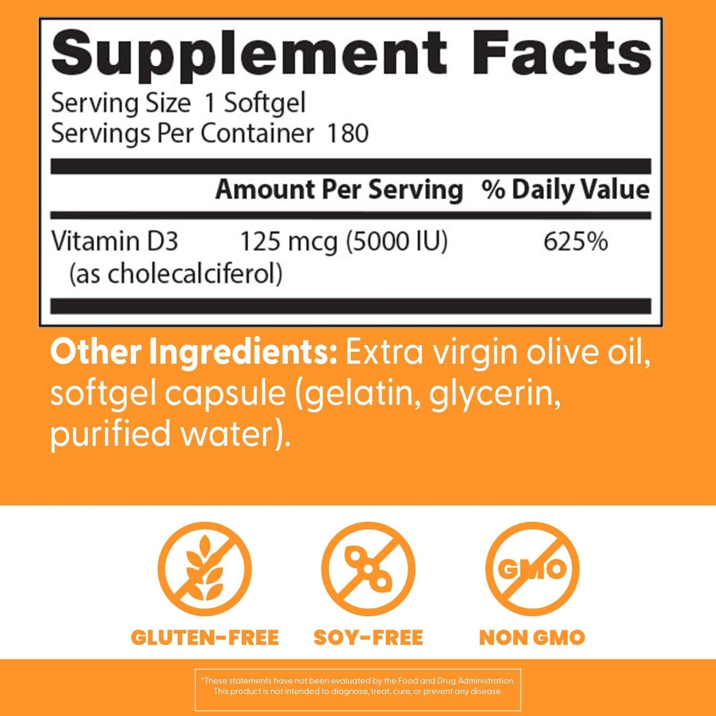 Doctor's Best Vitamin D3 5000 IU, 180 Softgels – Non-GM, Gluten & Soy Free - görsel 4