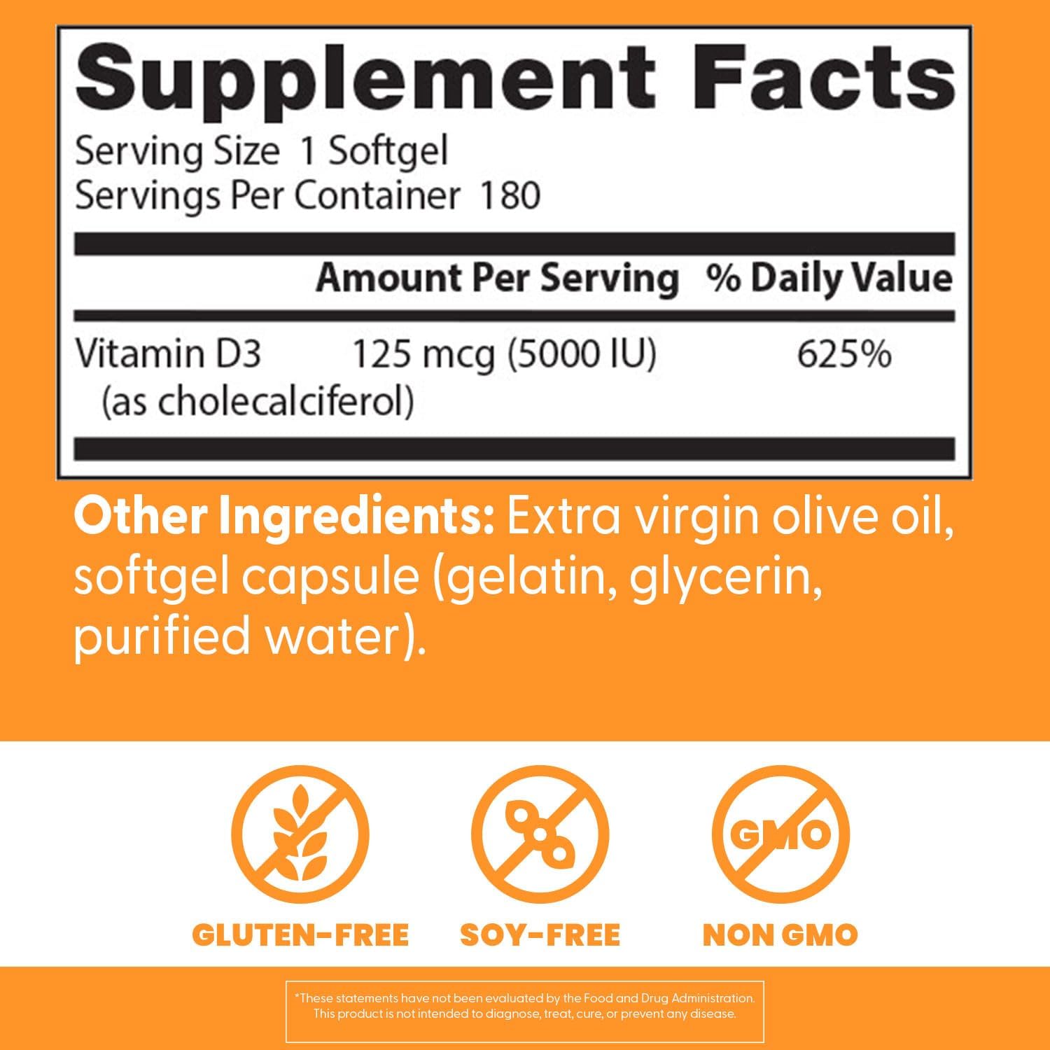 Doctor's Best Vitamin D3 5000 IU, 180 Softgels – Non-GM, Gluten & Soy Free - görsel 4