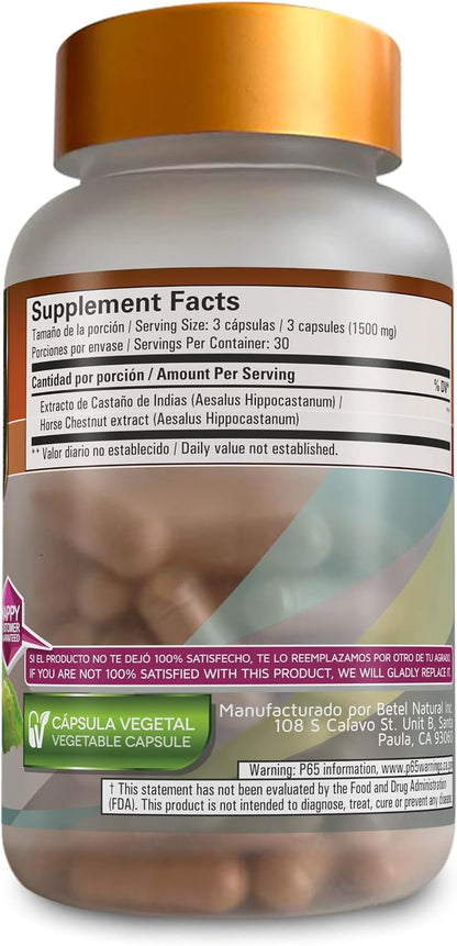 Betel Natural Premium Horse Chestnut 1500 mg - 90 Capsules