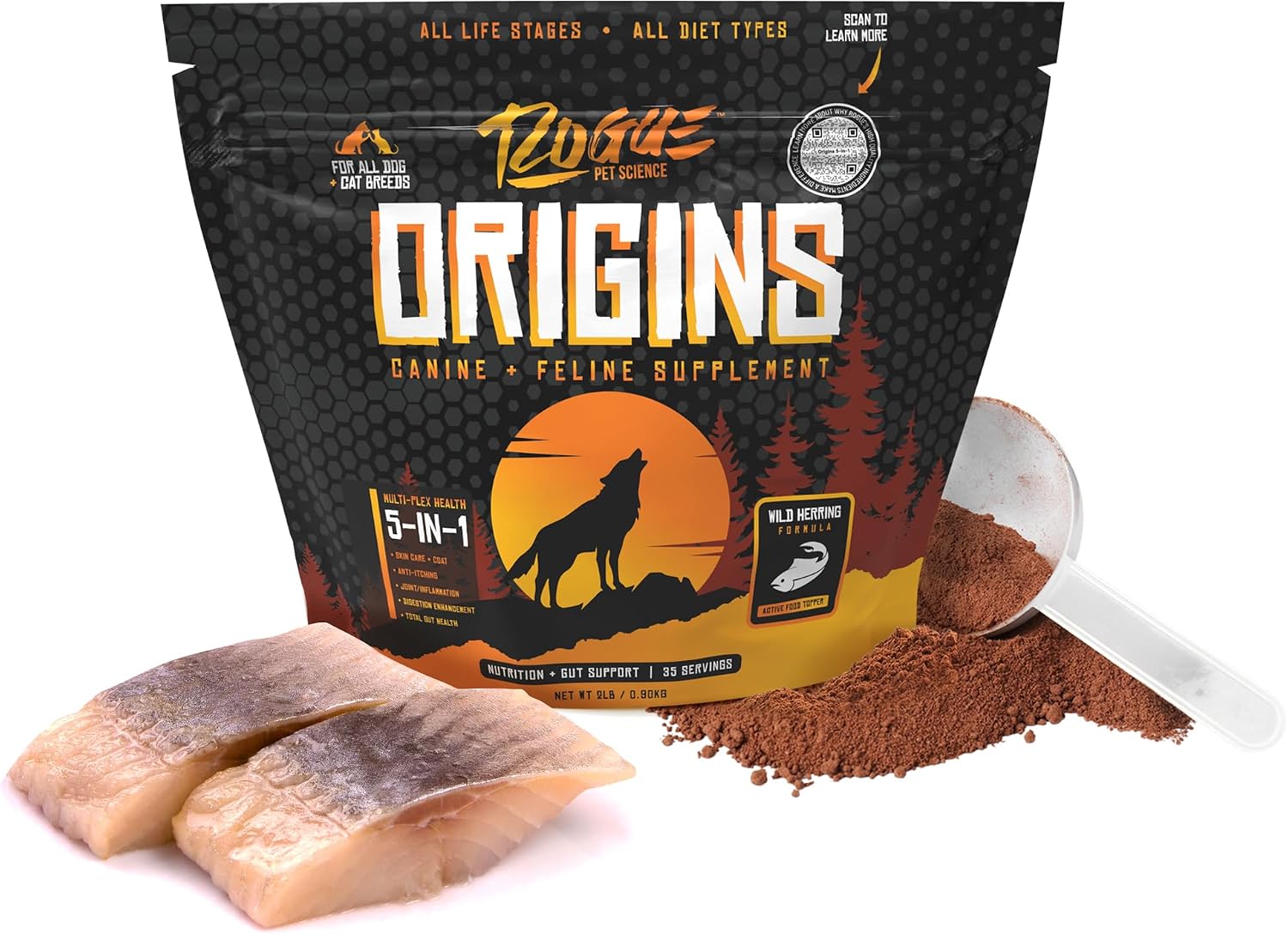 Origins 5-in-1 Dog Supplement – Powdered Meal Topper with Natural Omega-3 Fish Oil (900 g) - görsel 1
