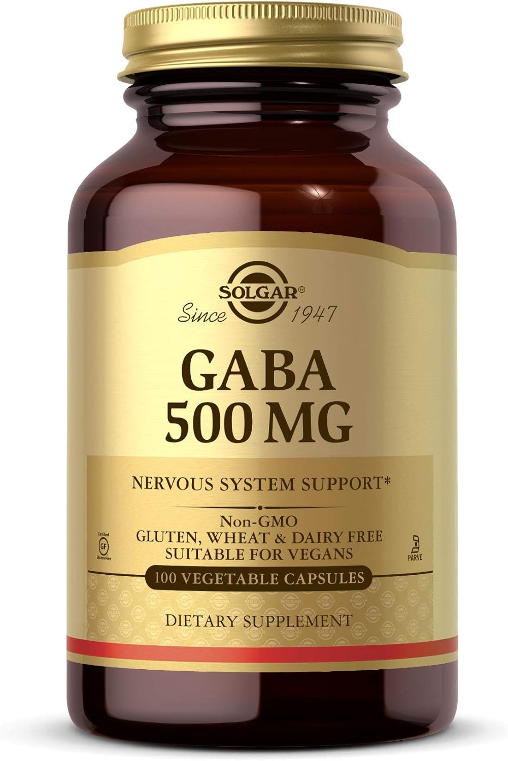 Solgar GABA 500 mg, 100 Vegetable Capsules – Relaxation & Nervous System Support - görsel 1
