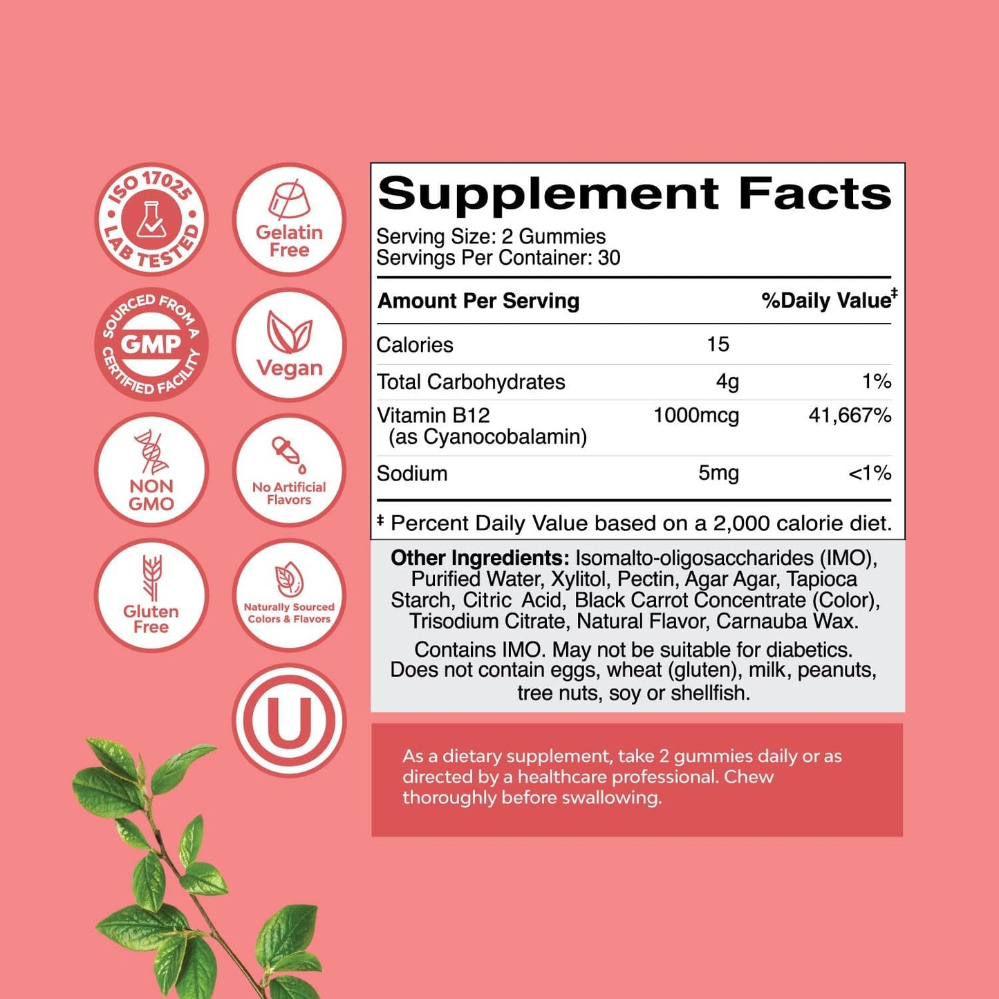 Natures Craft Vitamin B12 Gummies for Adults - Sugar Free, 1000 µg, 60 Count - görsel 7