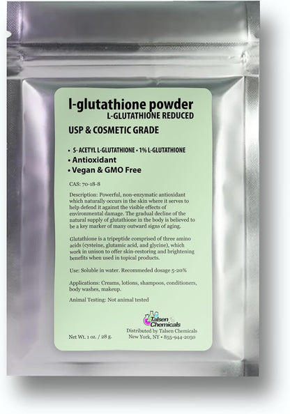 Reduced L-Glutathione Powder - DIY Cosmetic Grade Pure Glutathione Organic Powder for Skin (1 oz / 28 g)