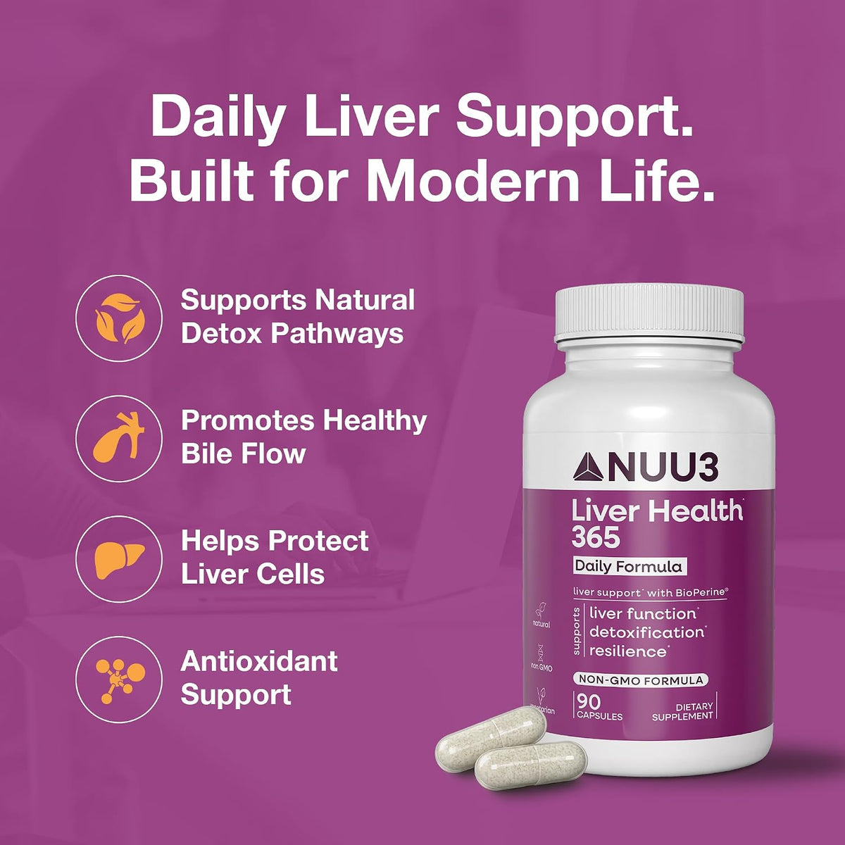 NUU3 Liver Health 365 - Liver Cleanse & Detox Support - 90 Capsules - görsel 2