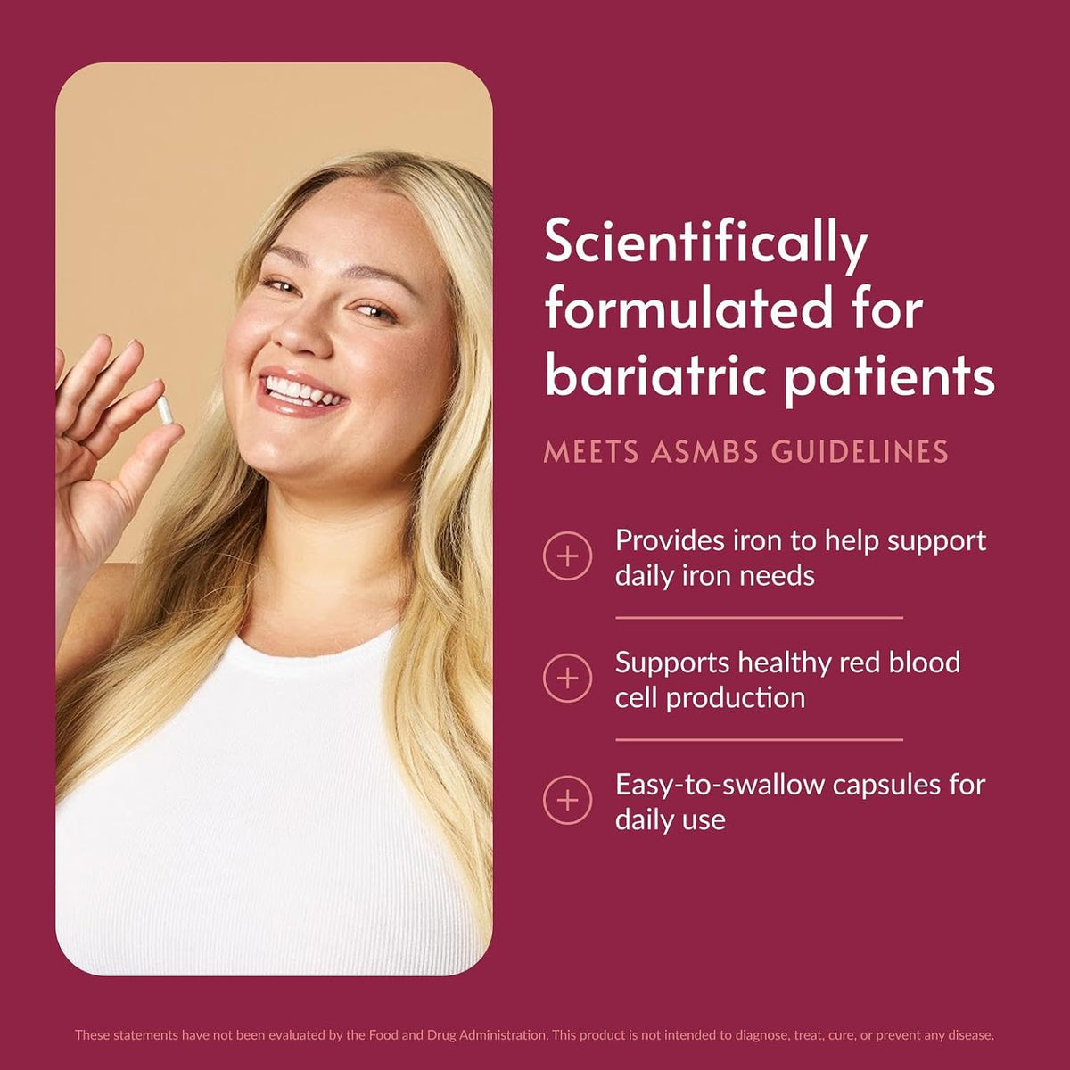 Bariatric Advantage Iron 45 mg with Vitamin C, Thiamin and Copper - 60 Capsules - görsel 2