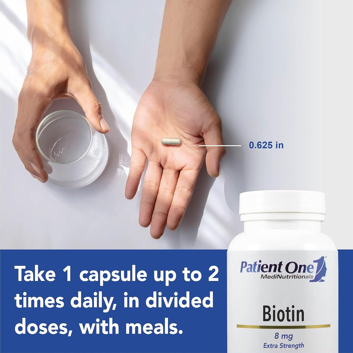 Patient One Biotin 8mg, 60 Capsules – Supplement for Hair, Skin and Nail Health - görsel 3