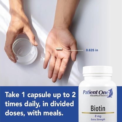 Patient One Biotin 8mg, 60 Capsules – Supplement for Hair, Skin and Nail Health