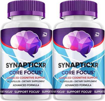 SynapticXR Brain Supplement Capsules – Natural Memory and Focus Formula (2-Pack, 120 Capsules)