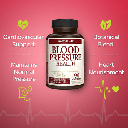 AMVILAB Blood Pressure Health – Support for Normal Blood Pressure Levels – 90 Capsules