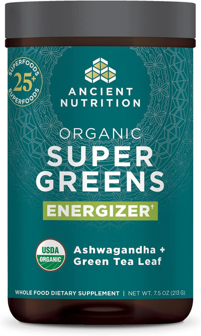 Ancient Nutrition SuperGreens Powder with Probiotics – Organic Peppermint Flavour – 25 Servings