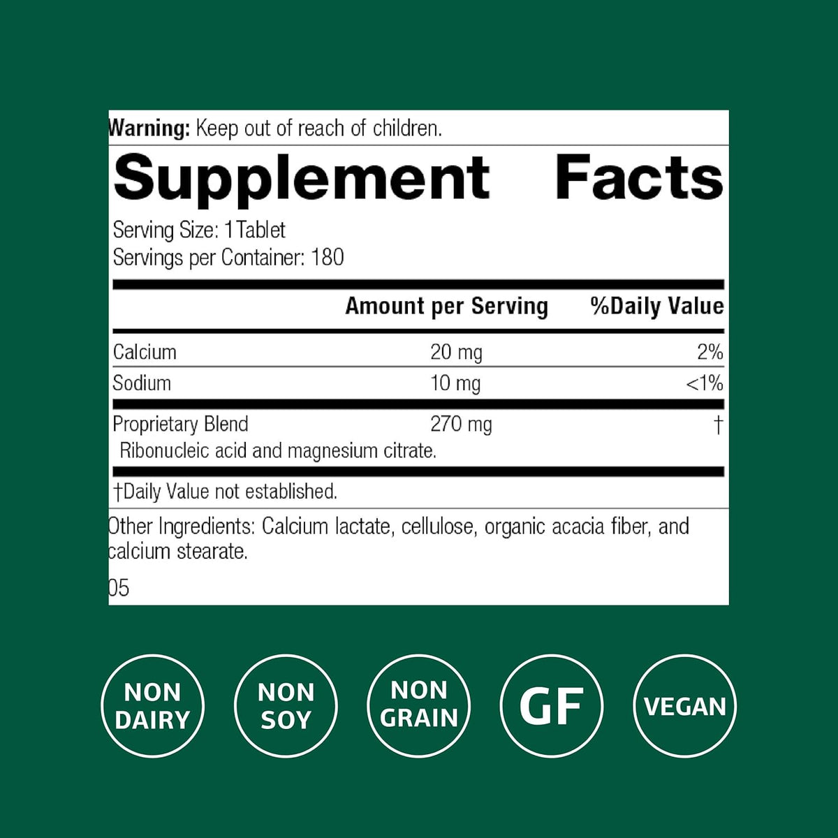 Standard Process Ribonucleic Acid RNA Food Supplement - Vegan, Gluten-Free, Non-Soya & Non-Grain - Cell Development Support - 180 Tablets - görsel 2