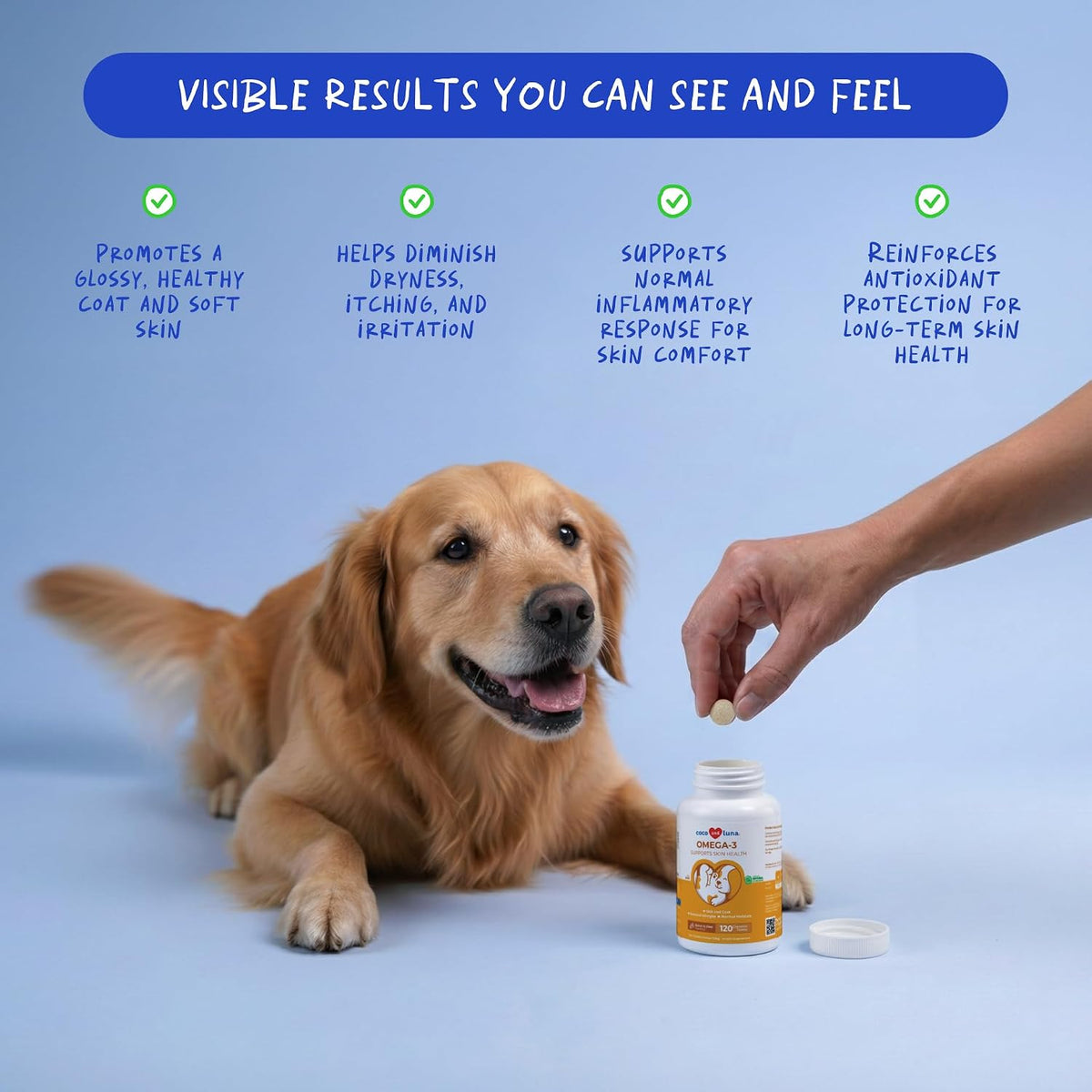 Omega 3 Fish Oil for Dogs 120 Tablets - Skin, Coat and Joint Support - görsel 2