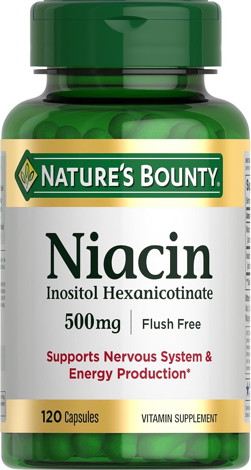 Nature's Bounty Niacin 500mg Flush Free – Energy Metabolism & Nervous System Support, 120 Capsules - görsel 1