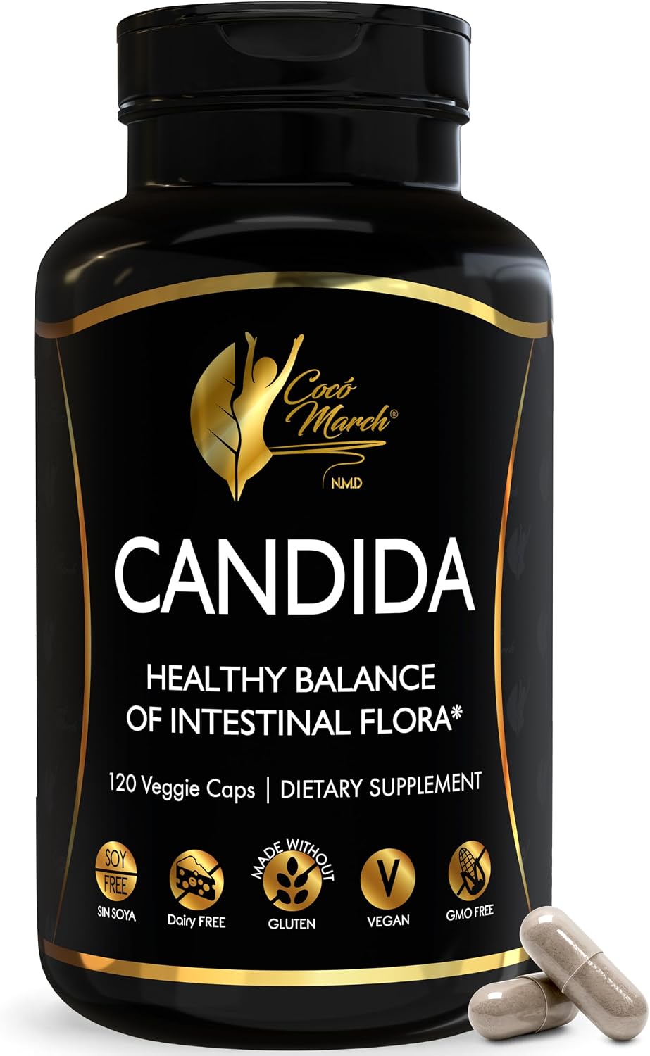 Cocó March N.M.D Candida Cleanse – 30-Day Herbal Detox for Gut Health & Immune Support with Digestive Enzymes – 120 Vegan Capsules - görsel 1