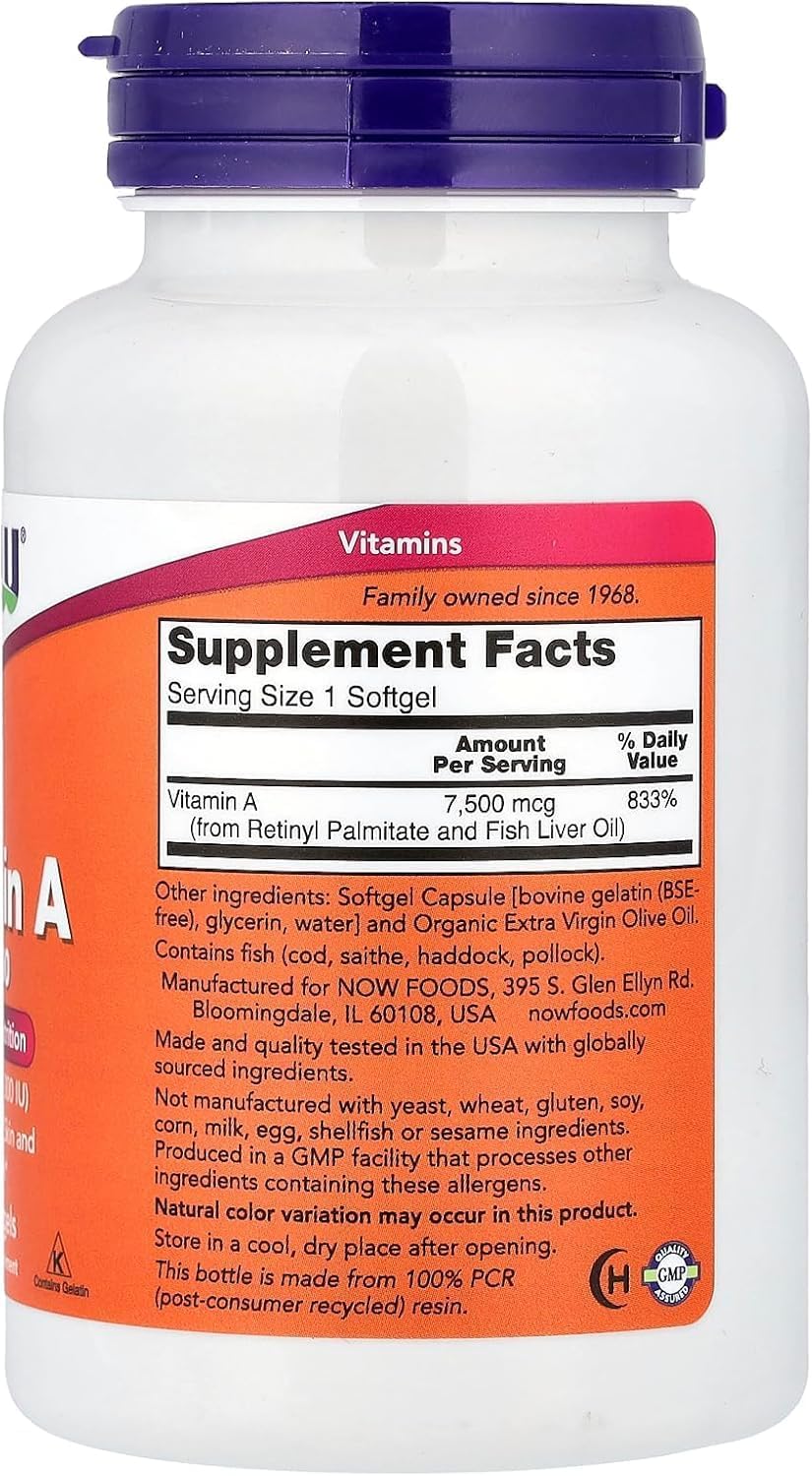 NOW Foods Vitamin A 25,000 IU, 250 Softgels - görsel 2