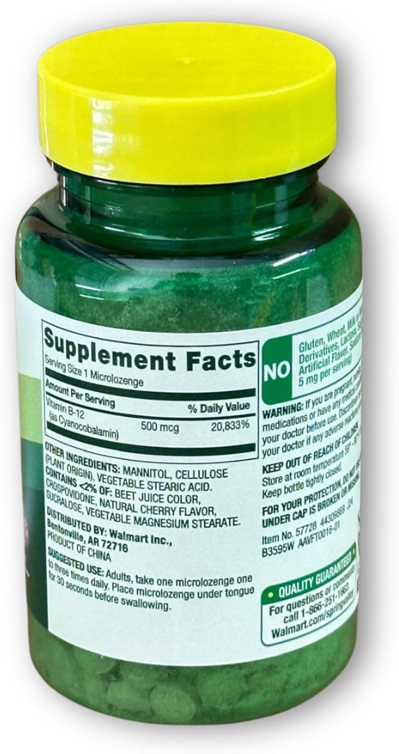 B12 500 mcg Sublingual Cherry Flavour - 200 Lozenges - görsel 5