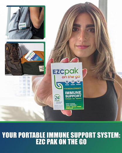 EZC Pak On The Go Immune Support with Echinacea, Vitamin C & Zinc - Travel-Friendly Immunity Supplement for Adults - Vegetarian & Gluten-Free