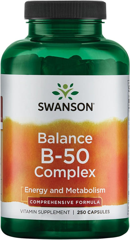 Swanson Balance B-50 High-Potency B Vitamin Complex, 100 Capsules (Pack of 2)