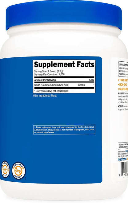 Nutricost Pure GABA 500g Powder (Gamma Aminobutyric Acid)
