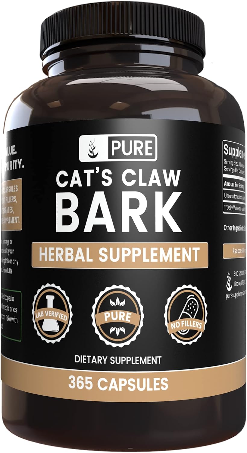 Pure Original Ingredients Cat's Claw Bark (365 Capsules) No Magnesium Stearate or Rice Flour Fillers, Always Pure, Lab Verified - görsel 1