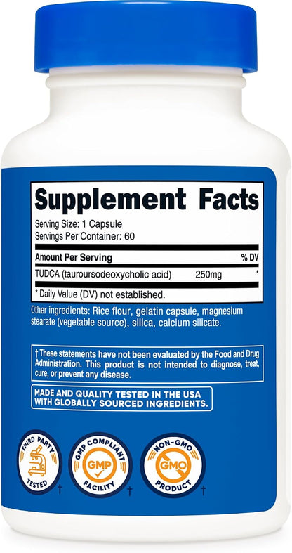 Nutricost TUDCA 250 mg, 60 Capsules (Tauroursodeoxycholic Acid) – Premium Quality
