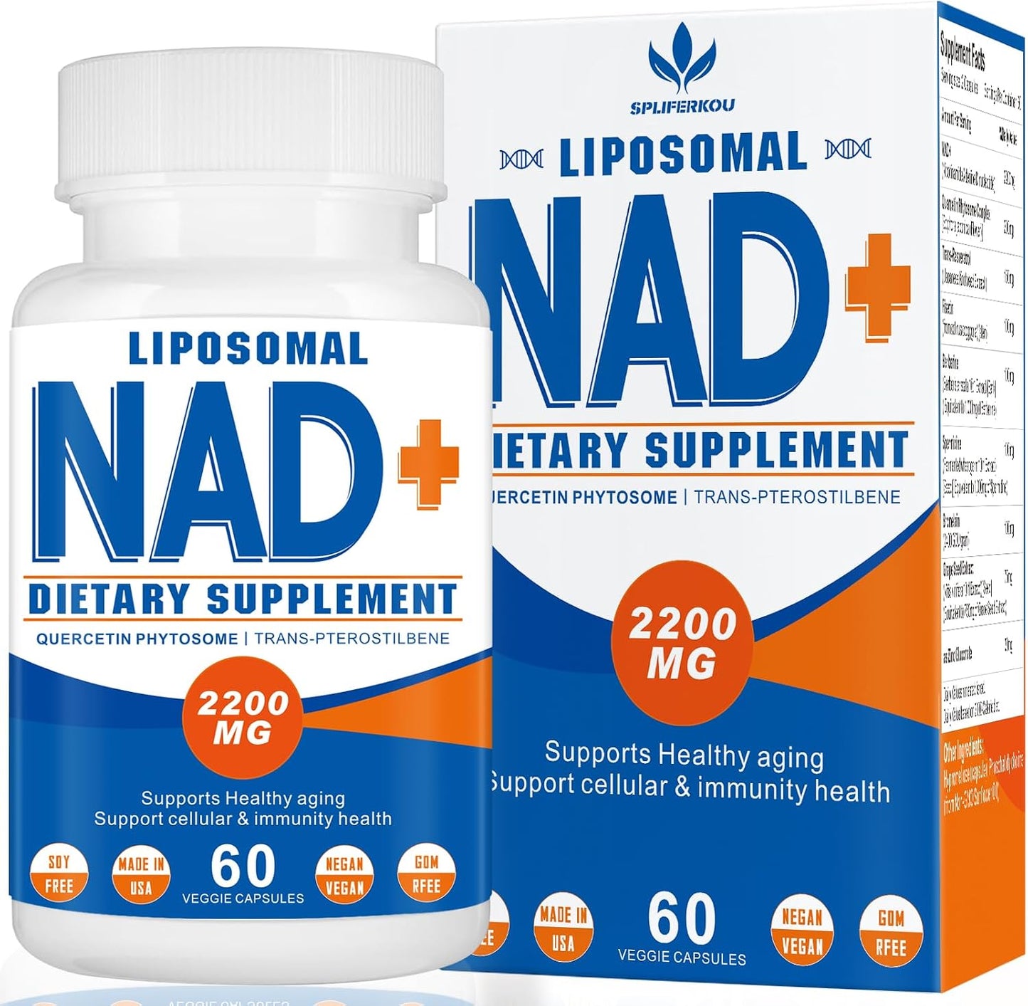 2200mg Liposomal NAD+ Supplement, 60 Capsules | NAD Supplement for Women and Men, Enhances Cell Energy & Ageing Defence - görsel 1