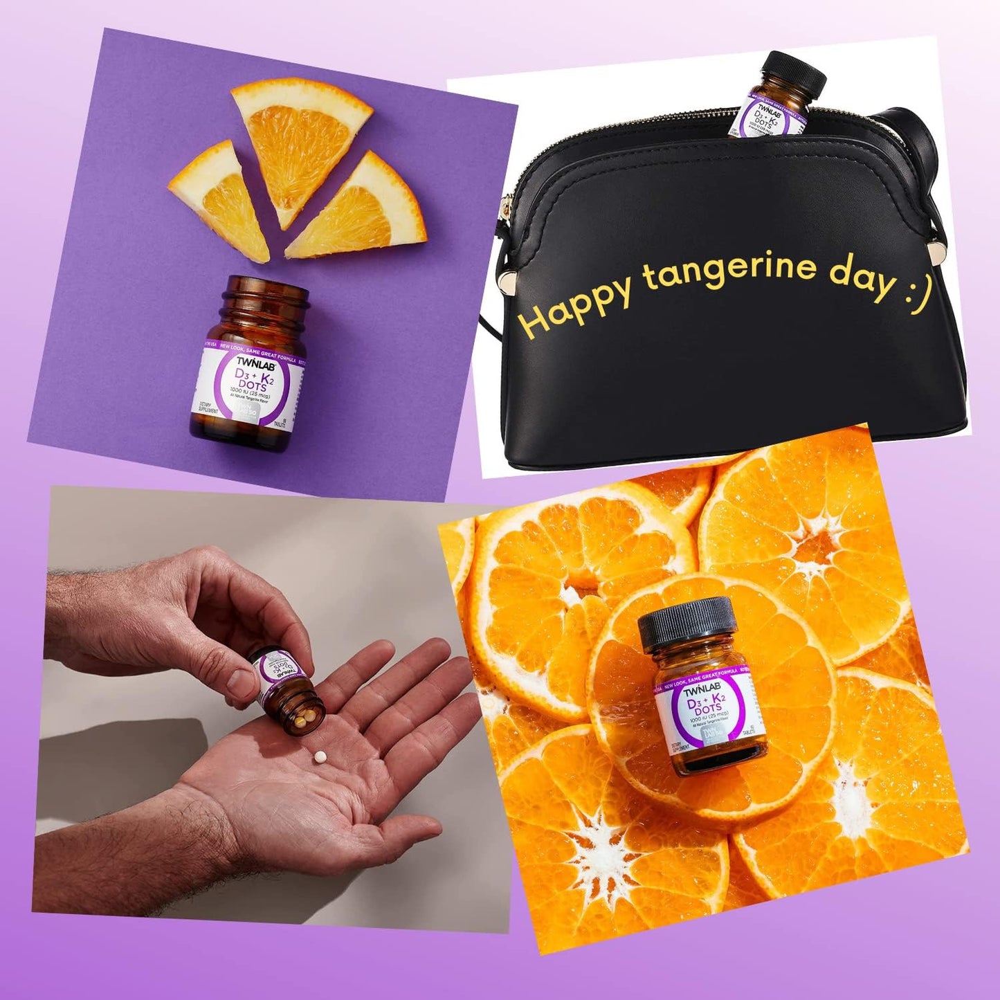 Twinlab D3 + K2 Dots - Vitamin D3 & K2 Supplement - 1000 IU D3 + 90 mcg K2 - Tangerine - 60 Tablets (3-Pack) - görsel 6
