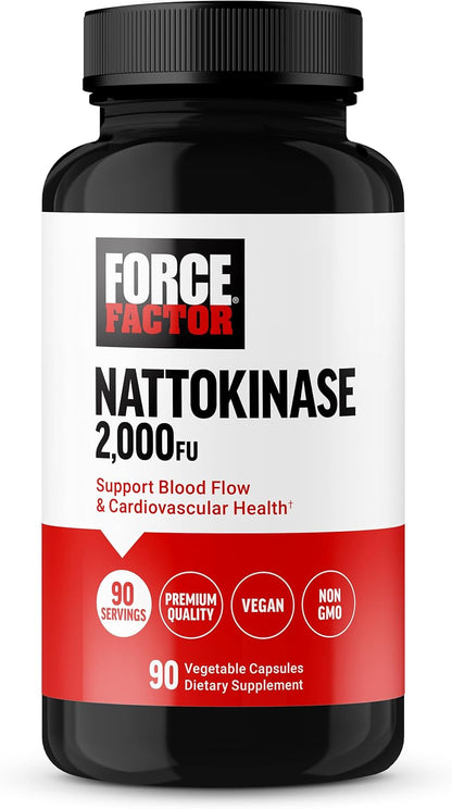 Force Factor Nattokinase 2000 FU, Heart Health & Blood Circulation Support, Non-GMO, Vegan, 90 Veg Capsules
