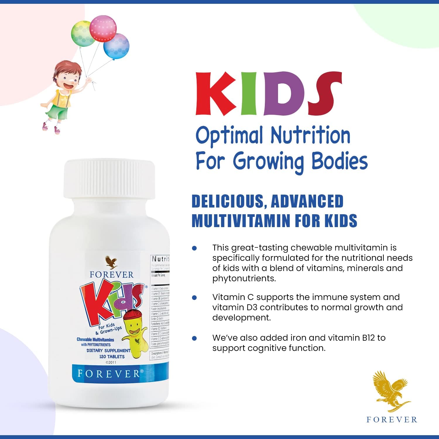 Forever Kids Chewable Multivitamin - Grape Flavour - 120 Tablets (Pack of 2) - görsel 7