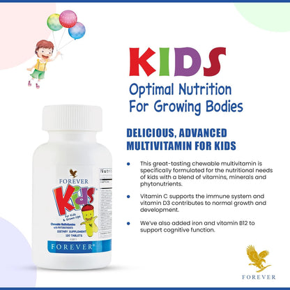 Forever Kids Chewable Multivitamin - Grape Flavour - 120 Tablets (Pack of 2)