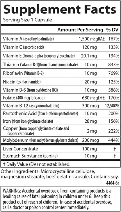 Carlson Blood Nutrients – 28 mg Iron for Blood Development and Optimal Wellness, 90 Capsules