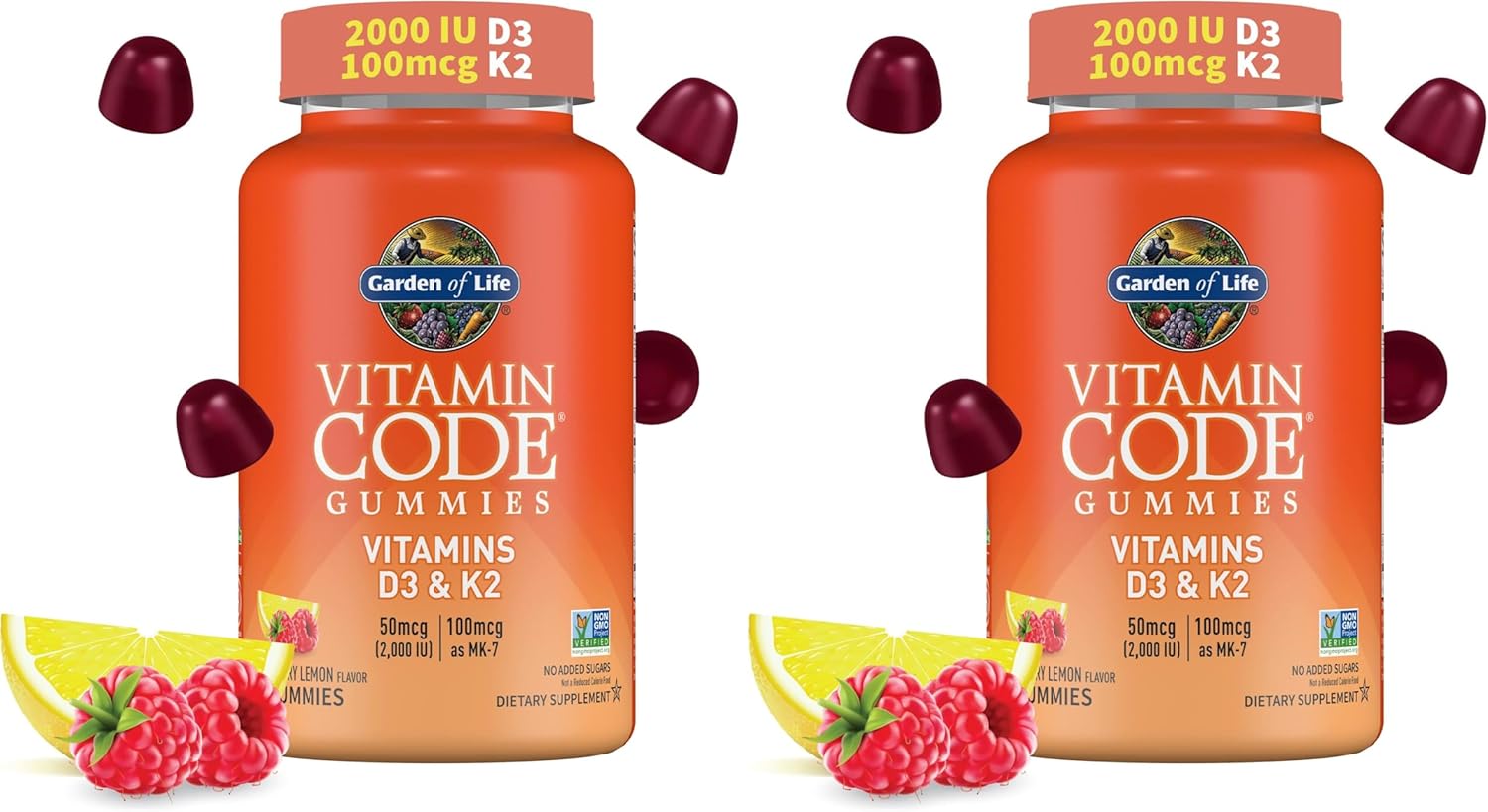 Garden of Life Vitamin Code D3 & K2 Gummies - 45 Gummies, Raspberry Lemon Flavour - görsel 9