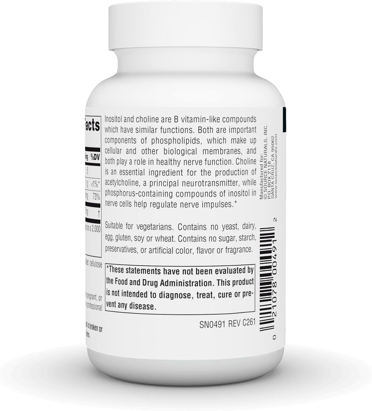 Source Naturals Inositol & Choline – Supports Normal Nerve Function* – 800 mg – 50 Vegetarian Tablets - görsel 4