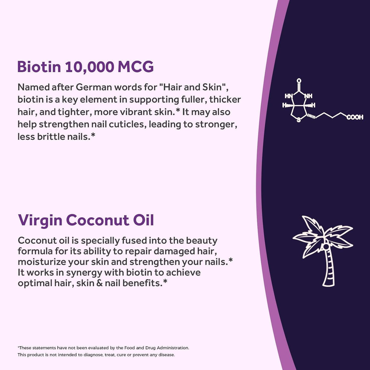 Doctor's Recipes Biotin 10,000 mcg for Hair, Skin and Nails with Coconut Oil - 90 Vegetarian Soft gel capsules - görsel 4