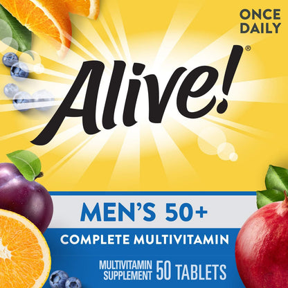 Nature's Way Alive! Men's 50+ Complete Multivitamin, High Potency B Vitamins, 50 Tablets