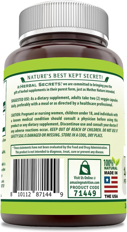 Herbal Secrets Holy Basil Supplement | 1000 mg Per Serving | 240 Veggie Capsules | Non-GMO | Gluten-free | Made in USA