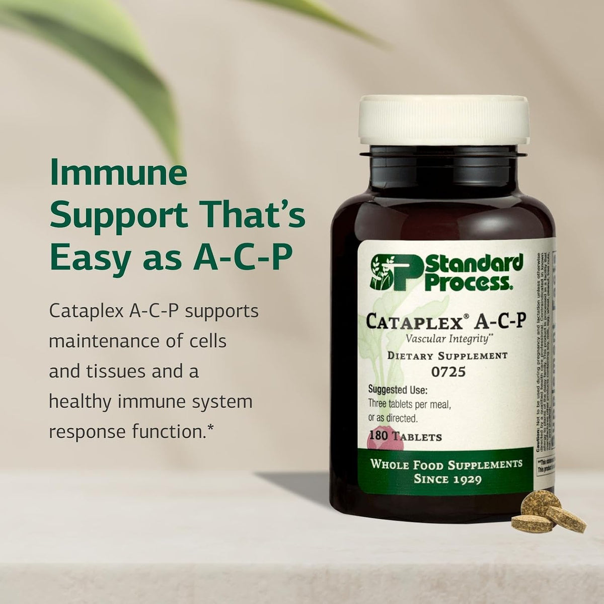 Standard Process Cataplex A-C-P - Whole Food Supplement with Vitamins A and C - Supports Immune Function and Dental Health - Dairy-Free and Soya-Free - 180 Tablets (60 Servings) - görsel 3