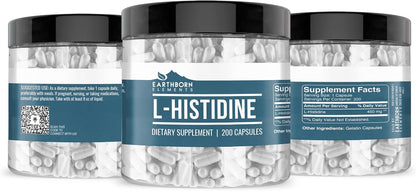 Earthborn Elements L-Histidine 200 Capsules, Pure & Undiluted, No Additives