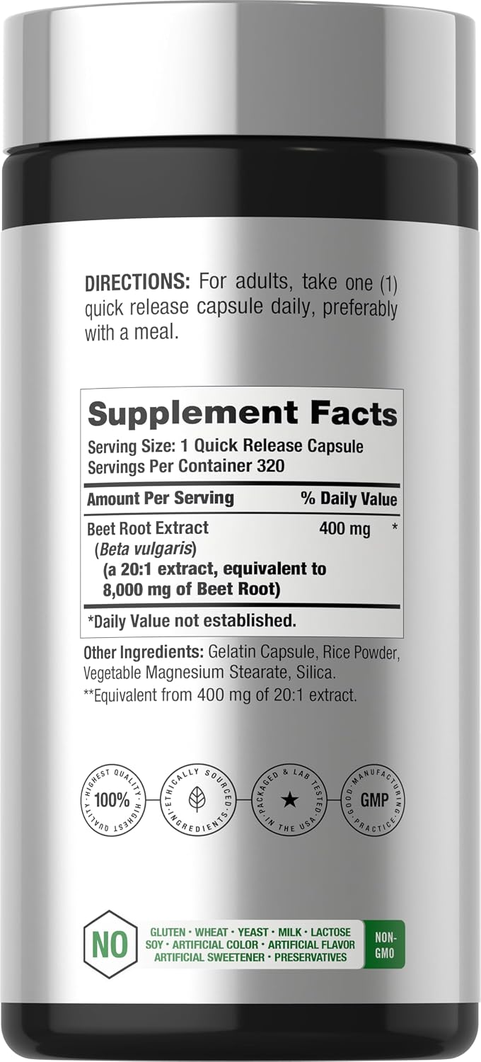Horbäach Beet Root Powder Capsules | 320 Capsules | High Potency Herbal Extract Supplement - görsel 2