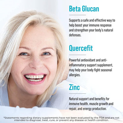 Juvenon AgeRenew Beta Glucan - Anti-Ageing & Immune Support with Zinc, Quercetin, Vitamins C & D