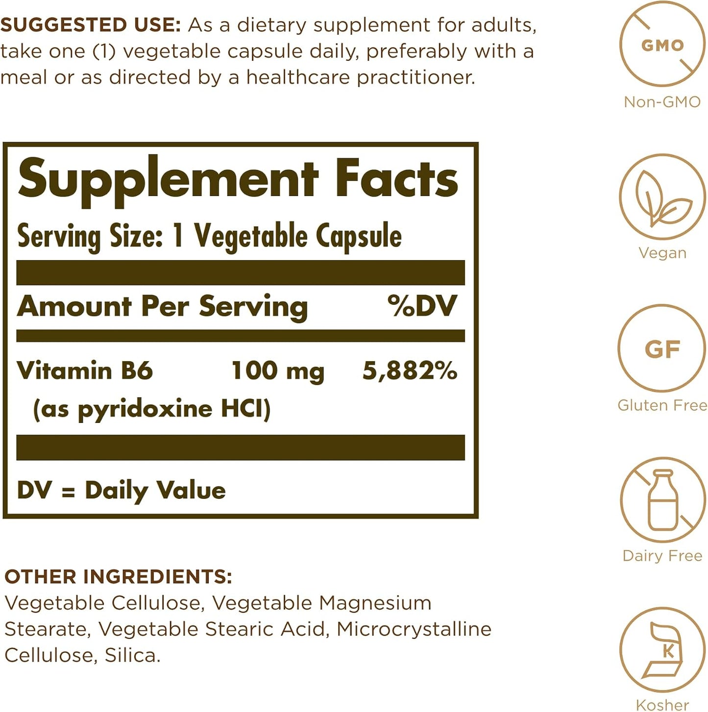 Solgar Vitamin B6 100 mg Vegetable Capsules - görsel 2