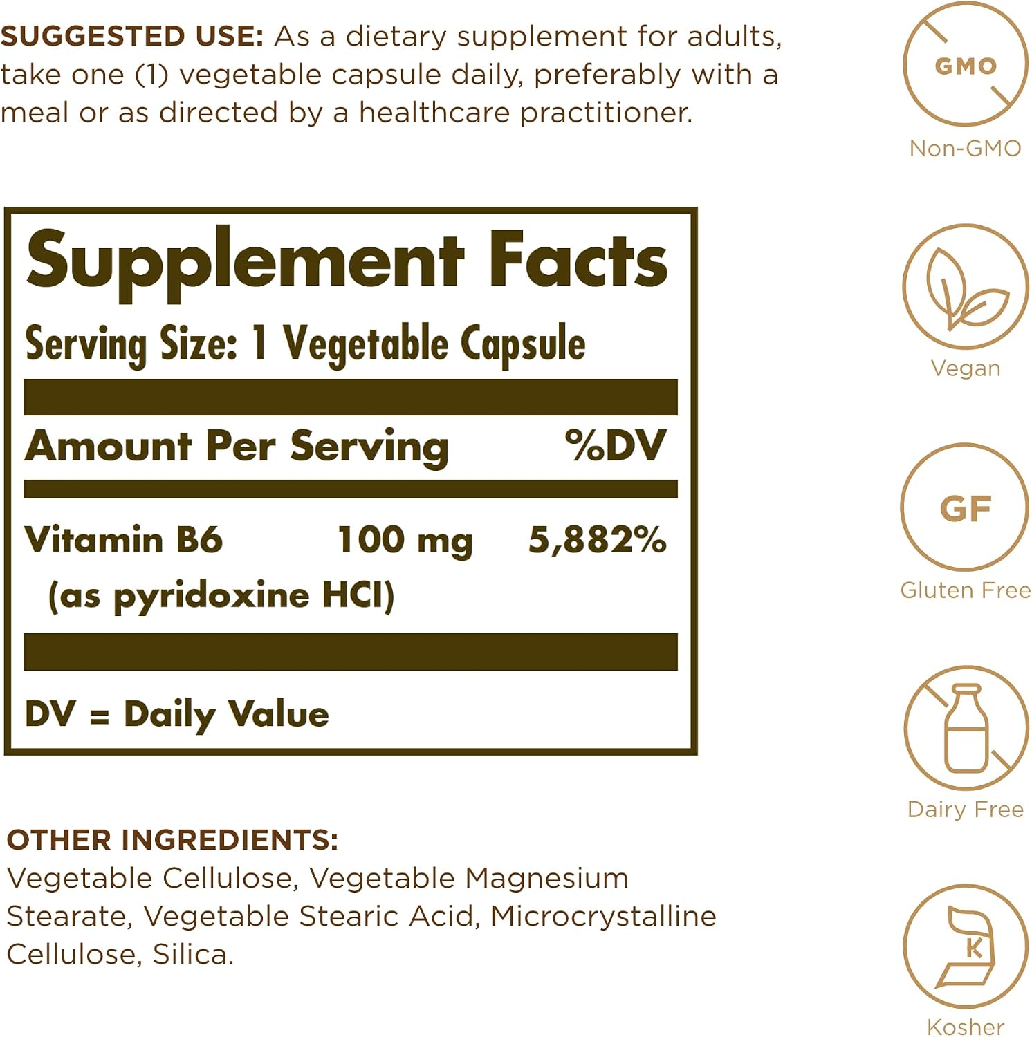 Solgar Vitamin B6 100 mg Vegetable Capsules - görsel 2