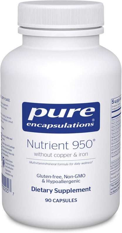 Pure Encapsulations Nutrient 950 Without Copper & Iron – Hypoallergenic Multivitamin and Mineral Formula (180 Capsules)