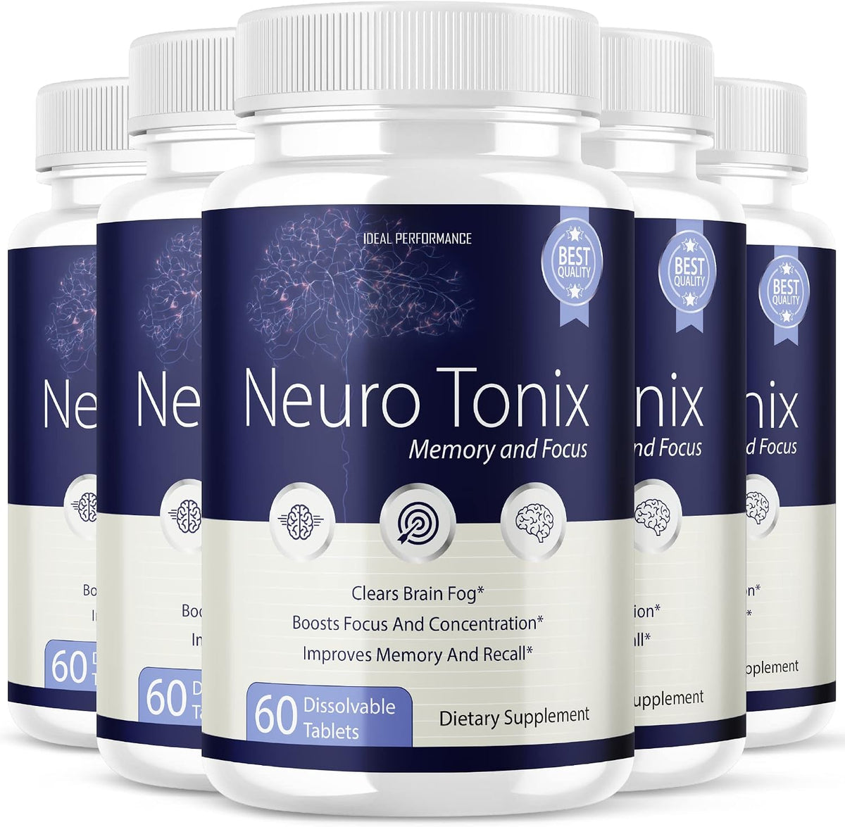 Neurotonix Memory Supplement – Brain Focus and Memory Support, 300 Capsules (5-Pack) - görsel 1