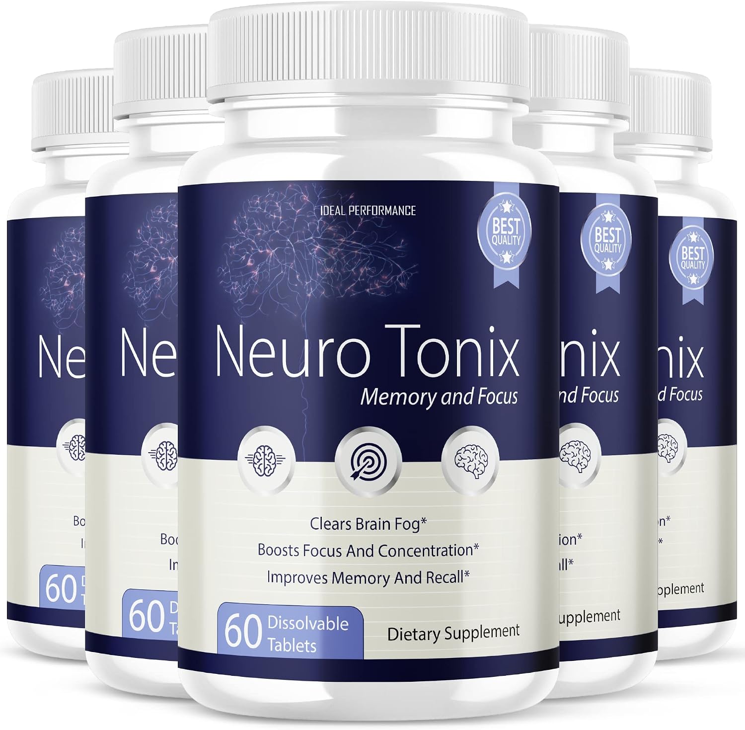 Neurotonix Memory Supplement – Brain Focus and Memory Support, 300 Capsules (5-Pack) - görsel 1